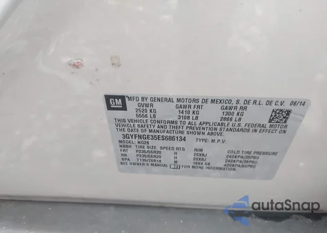 2014 Cadillac Srx Premium Collection from USA, damaged, VIN 3GYFNGE35ES686134